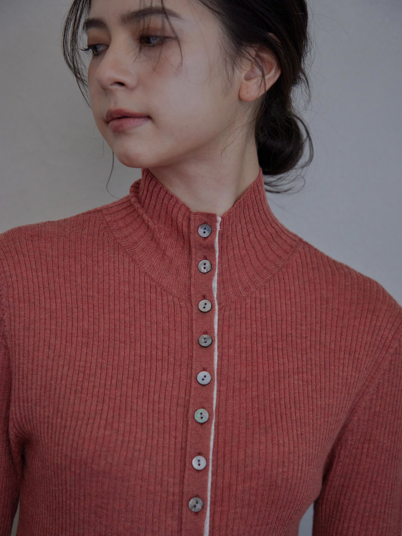 Open Button Rib Knit