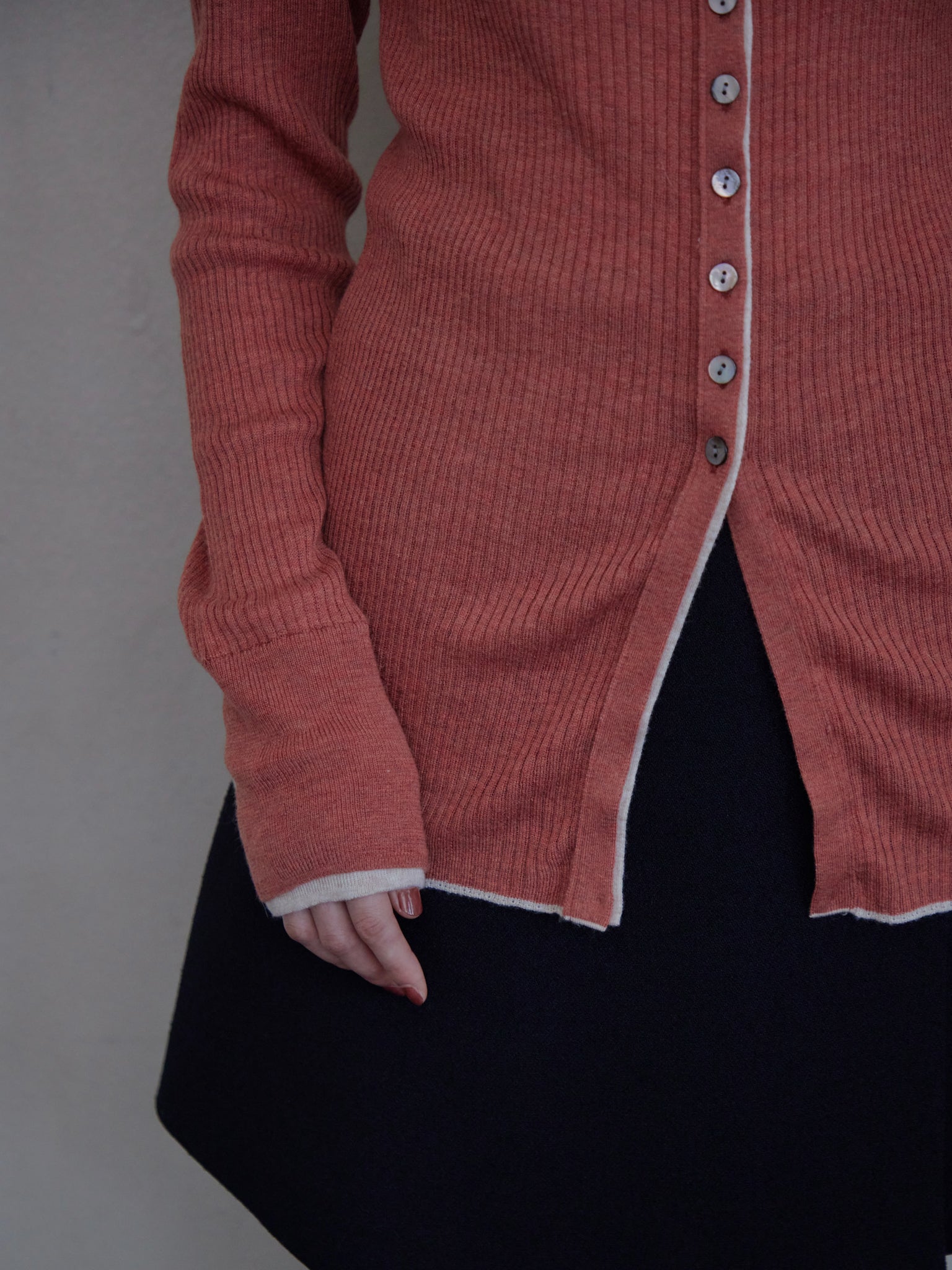 Open Button Rib Knit