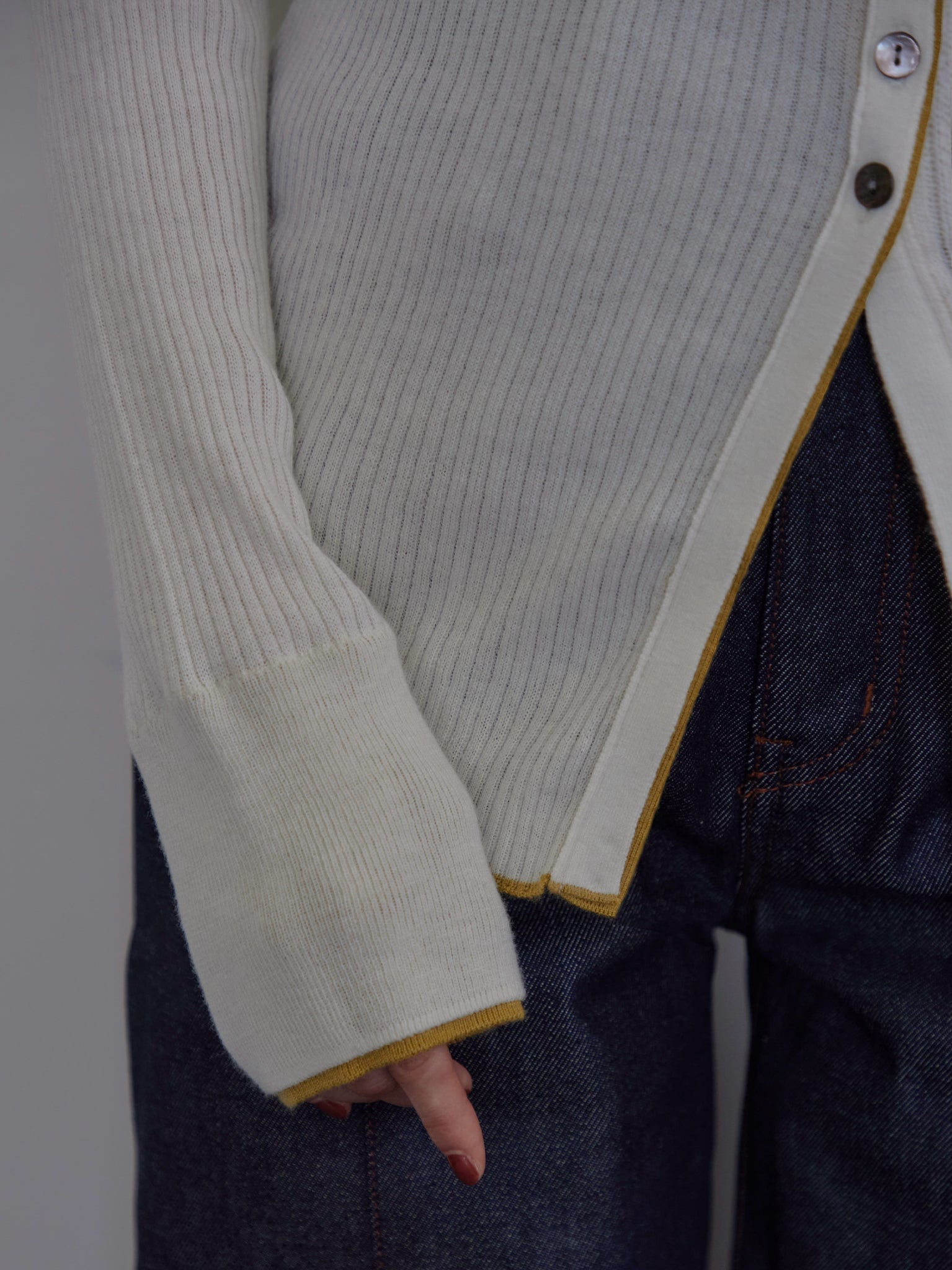 Open Button Rib Knit