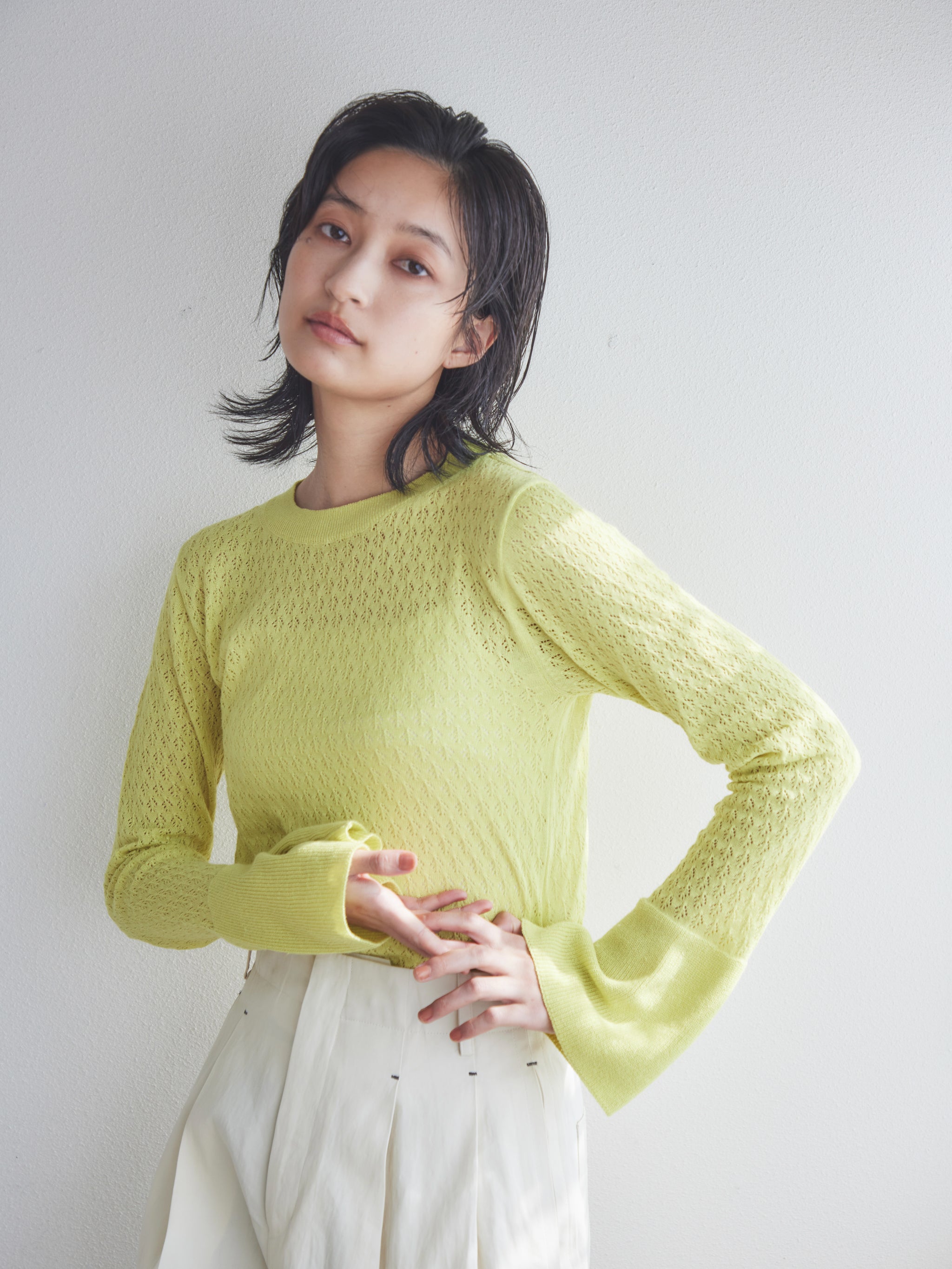 Lacy flare sleeve knit