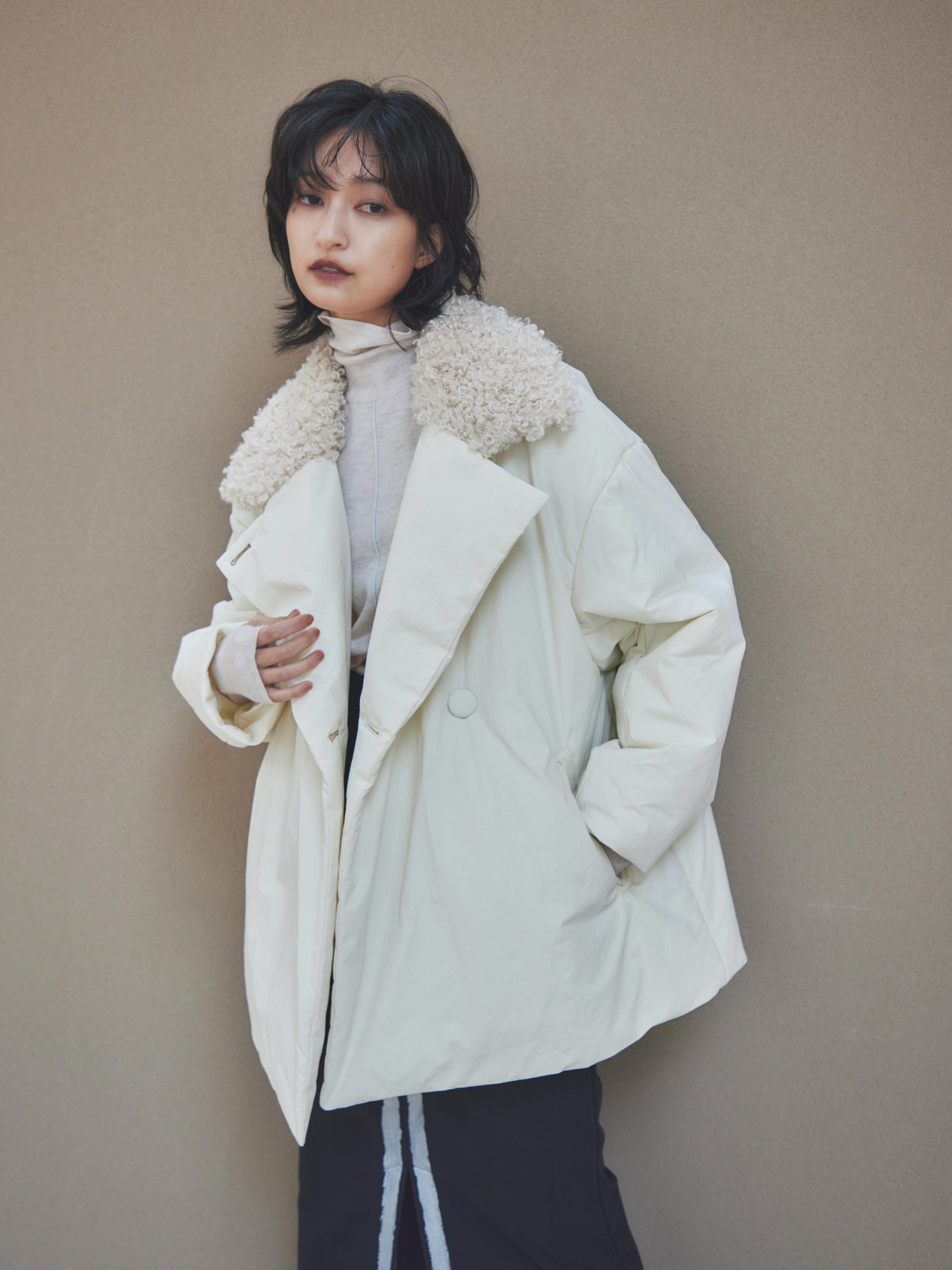 Nylon puffer coat