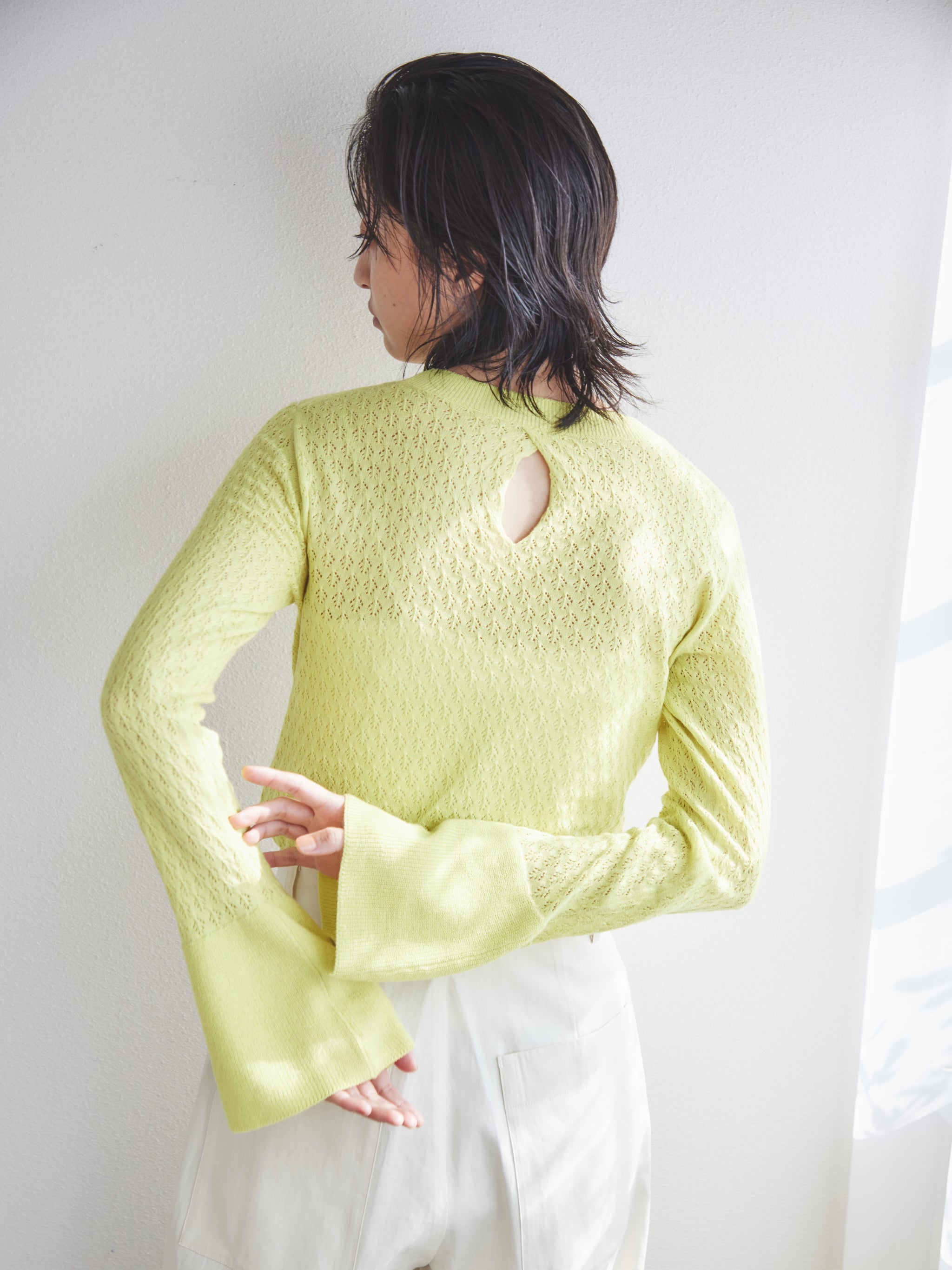 Lacy flare sleeve knit