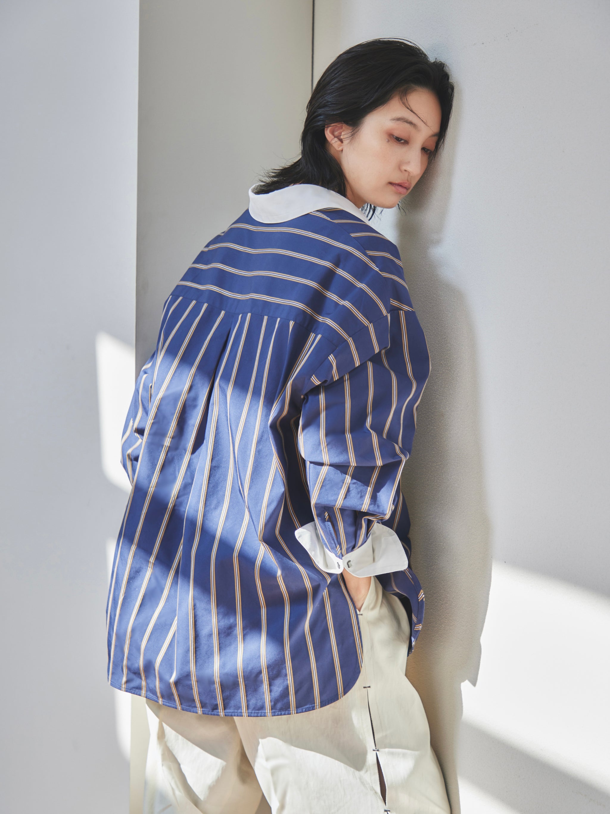 Tie set stripe shirt