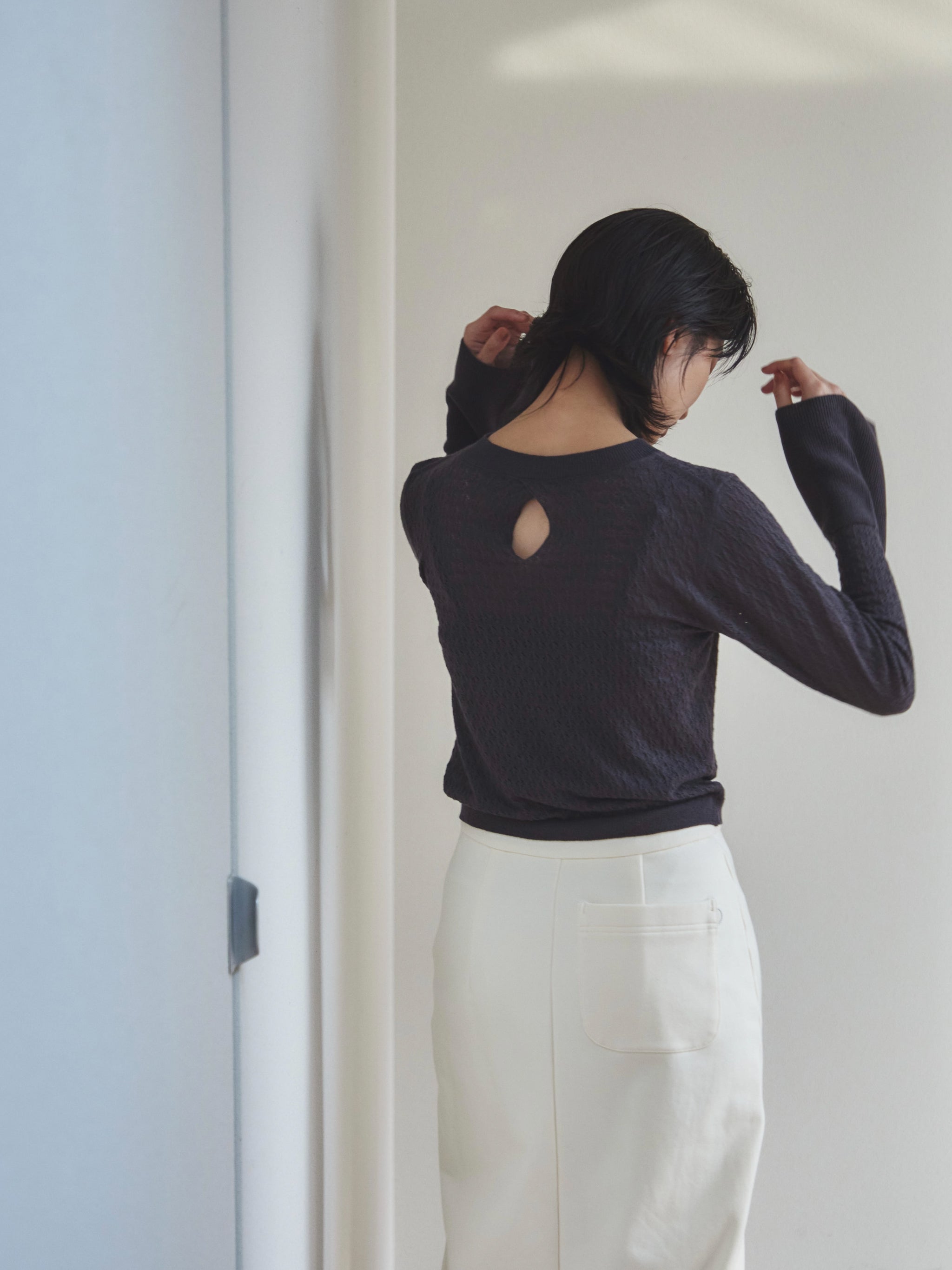 Lacy flare sleeve knit