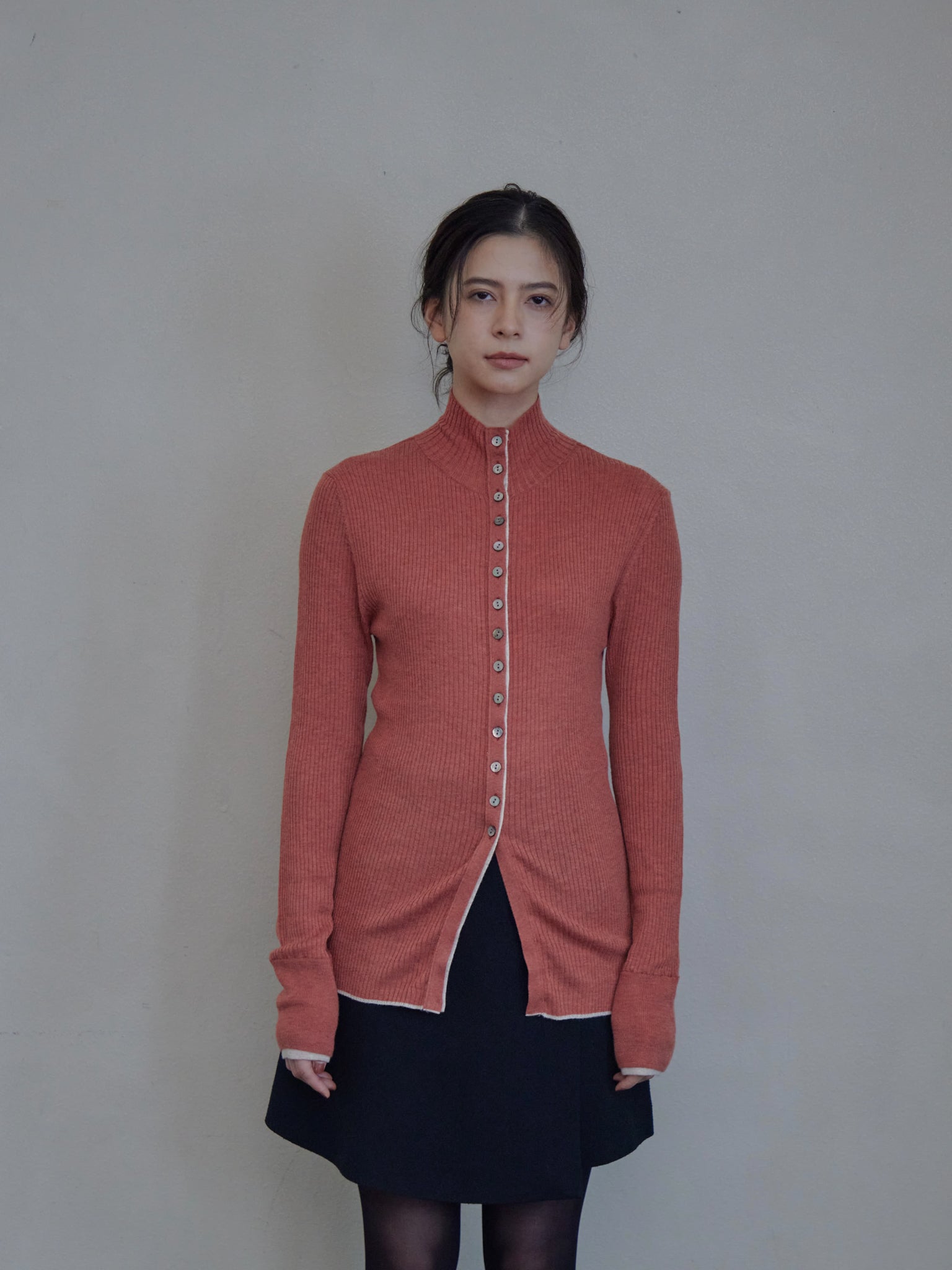 Open Button Rib Knit
