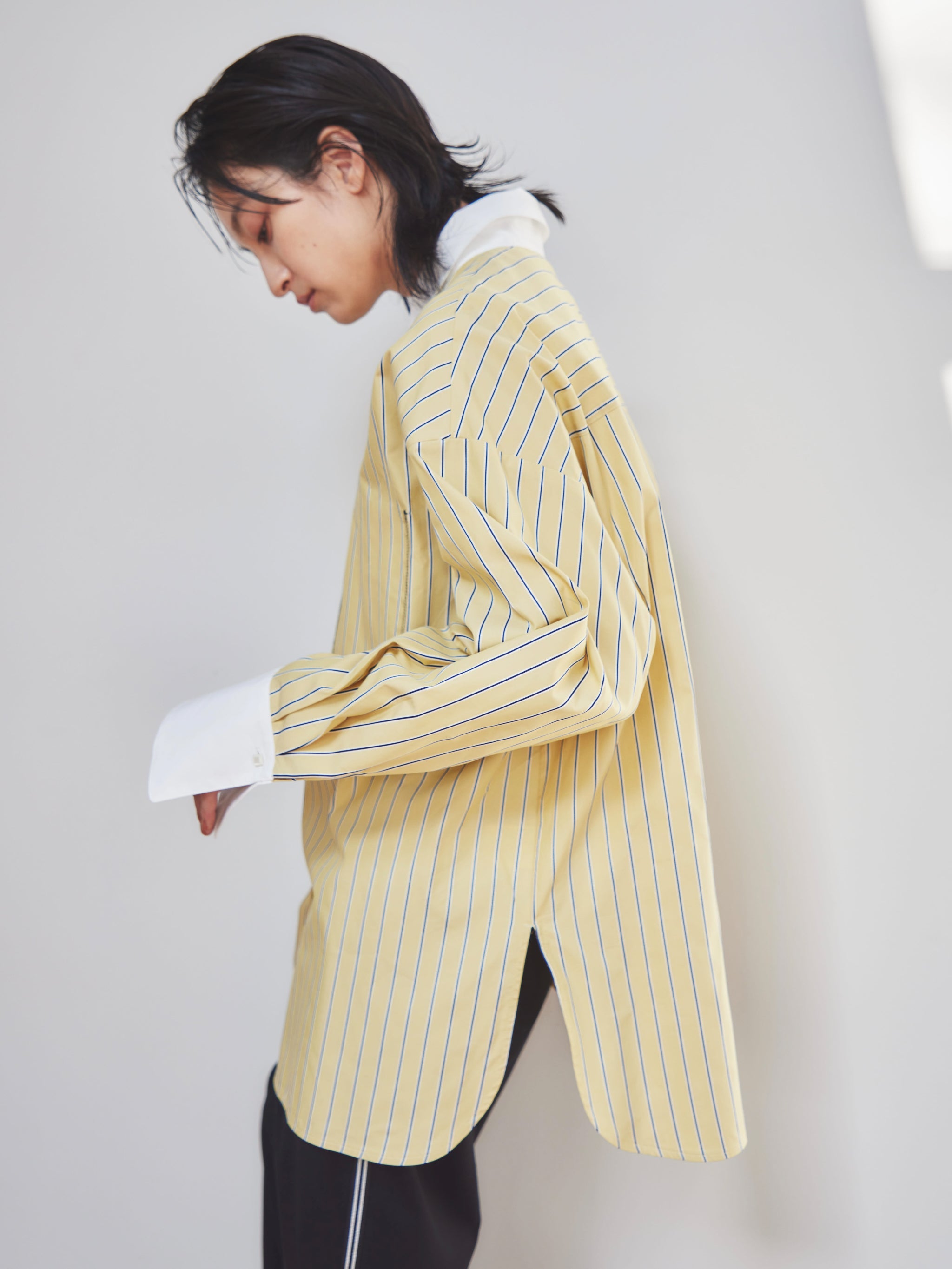 Tie set stripe shirt