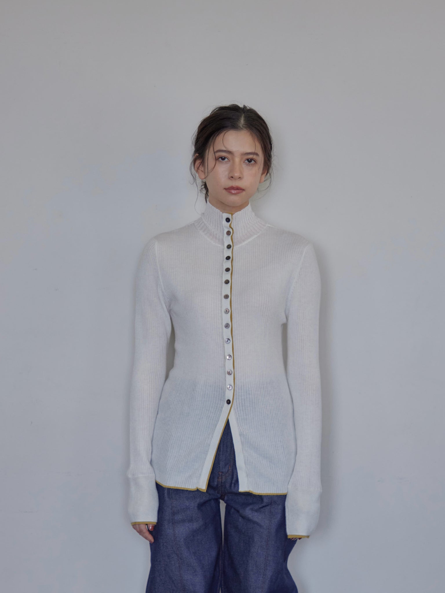Open Button Rib Knit