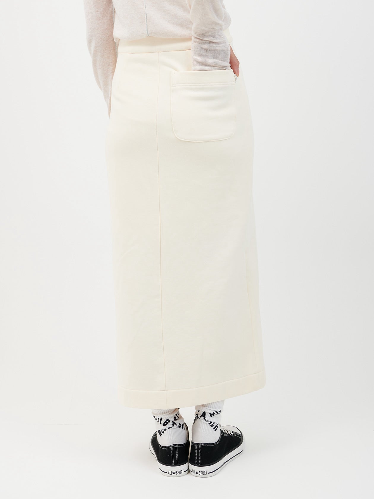 Silver line sweat skirt / white