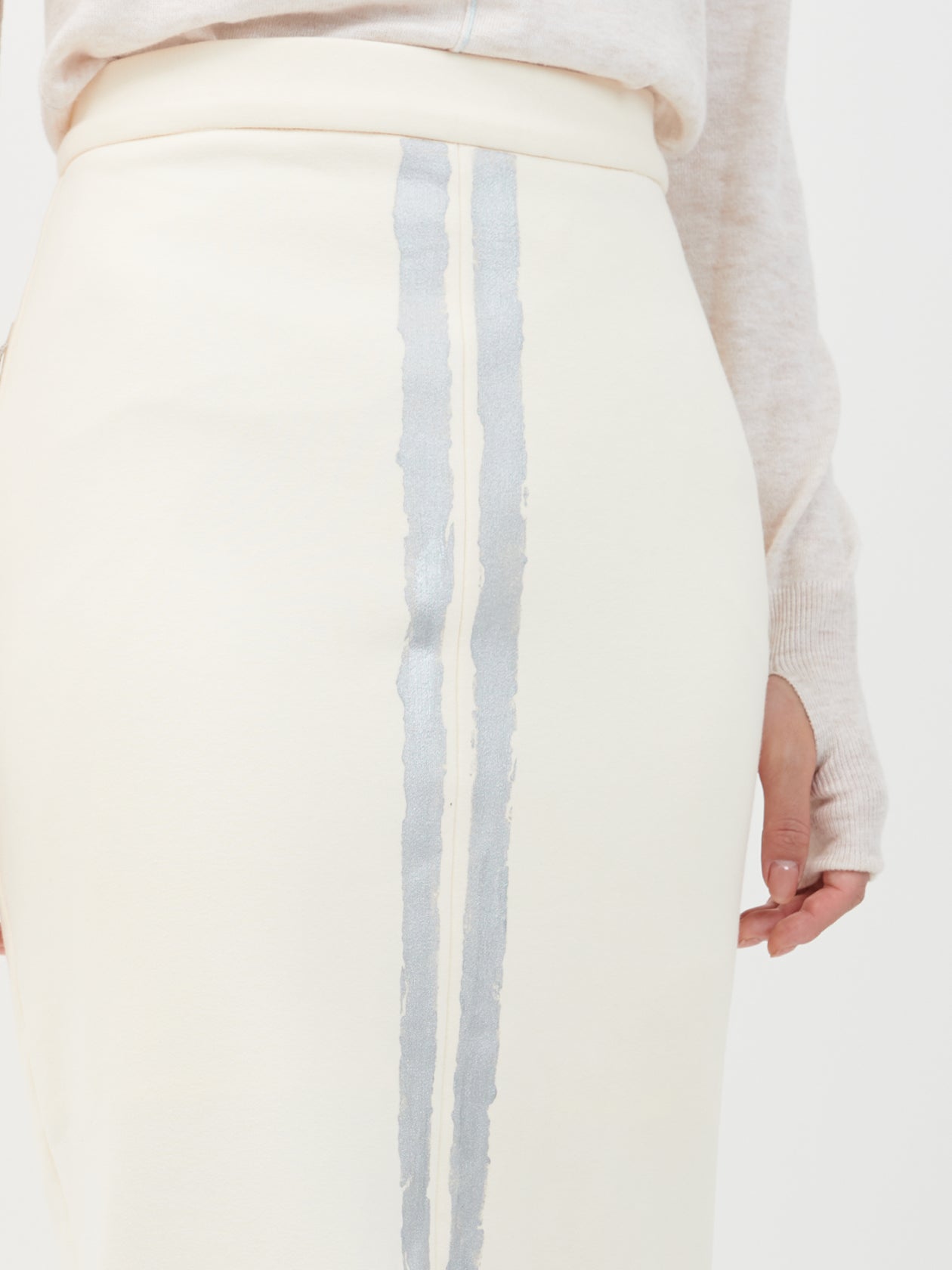 Silver line sweat skirt / white