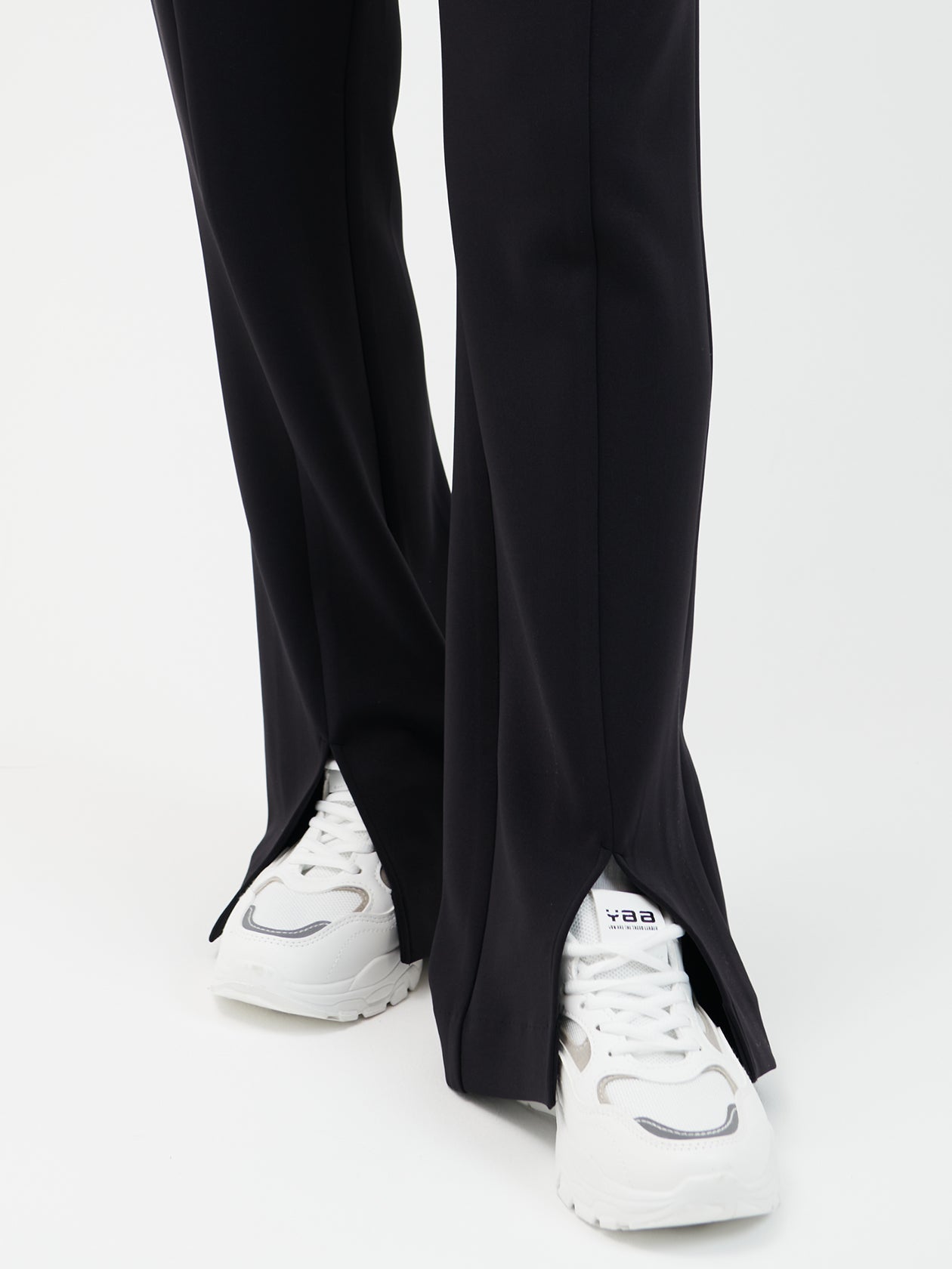 Slit flare pants / black