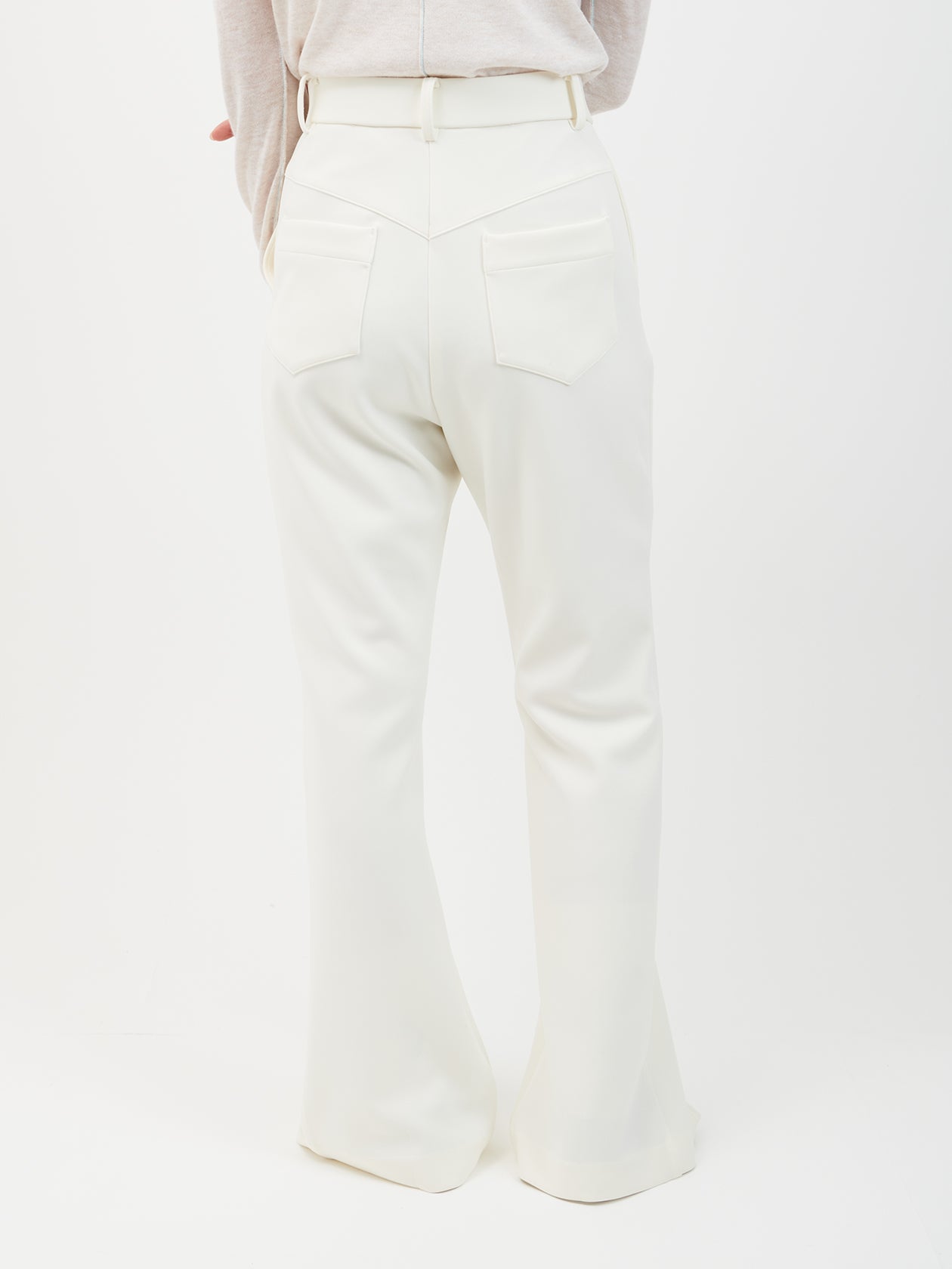 Slit flare pants / white