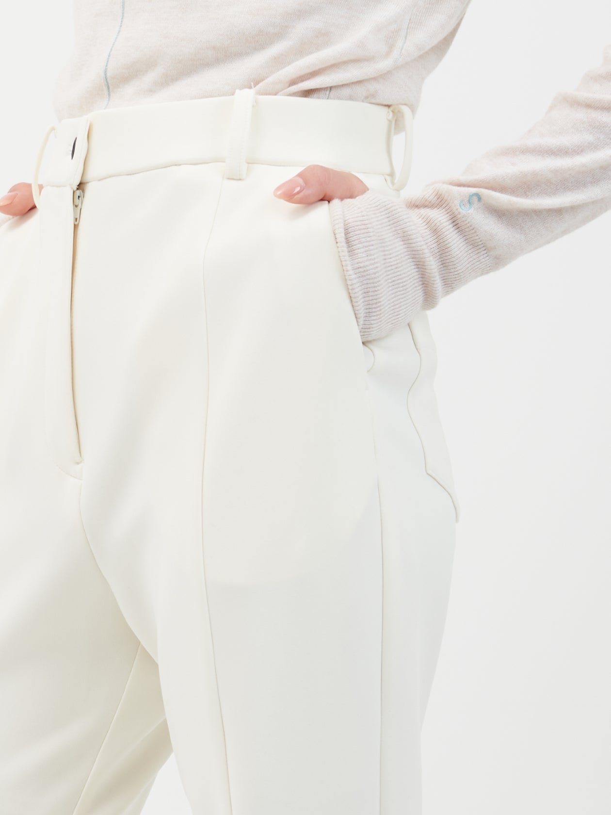 Slit flare pants / white