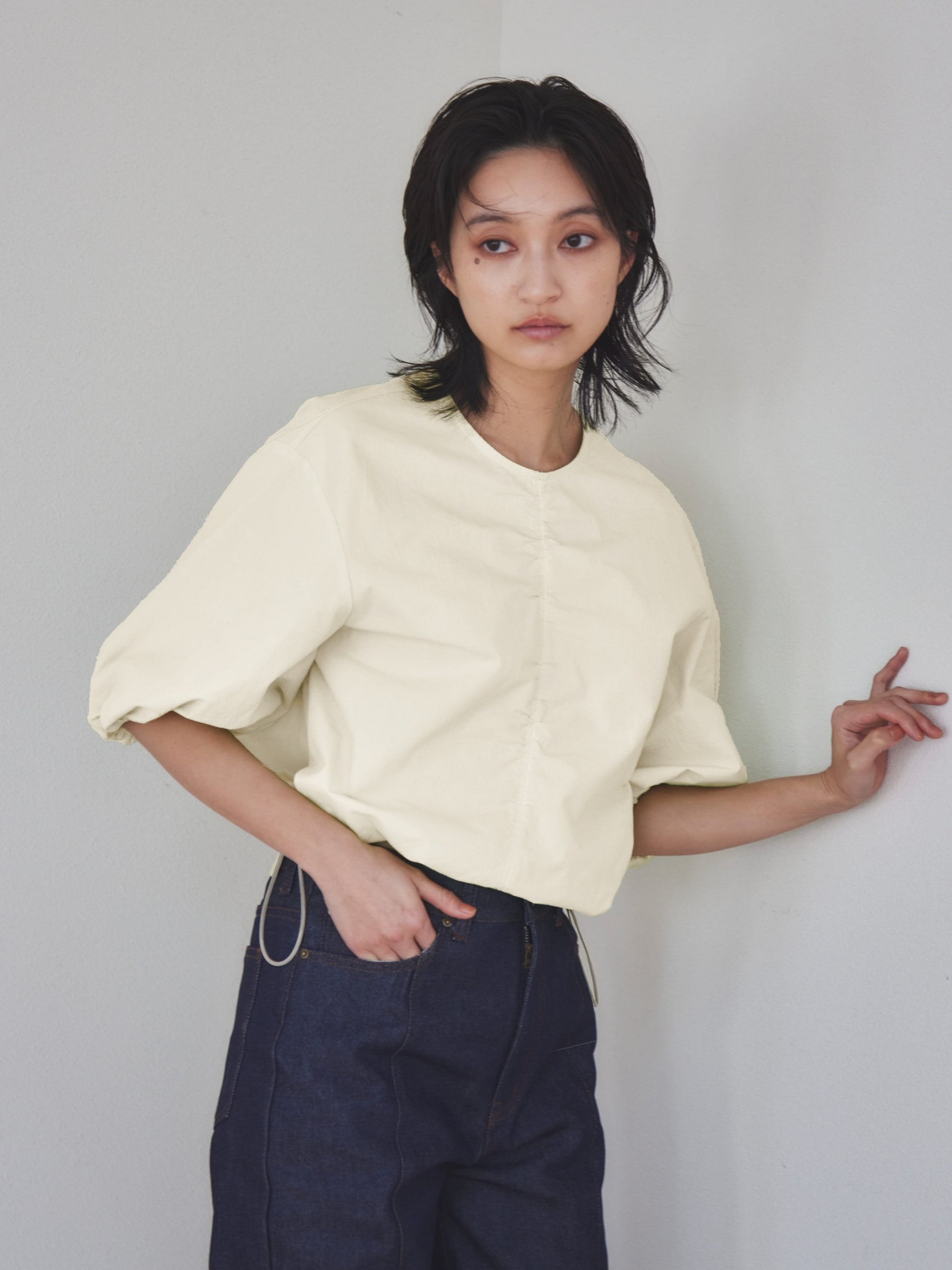 Balloon cropped blouse