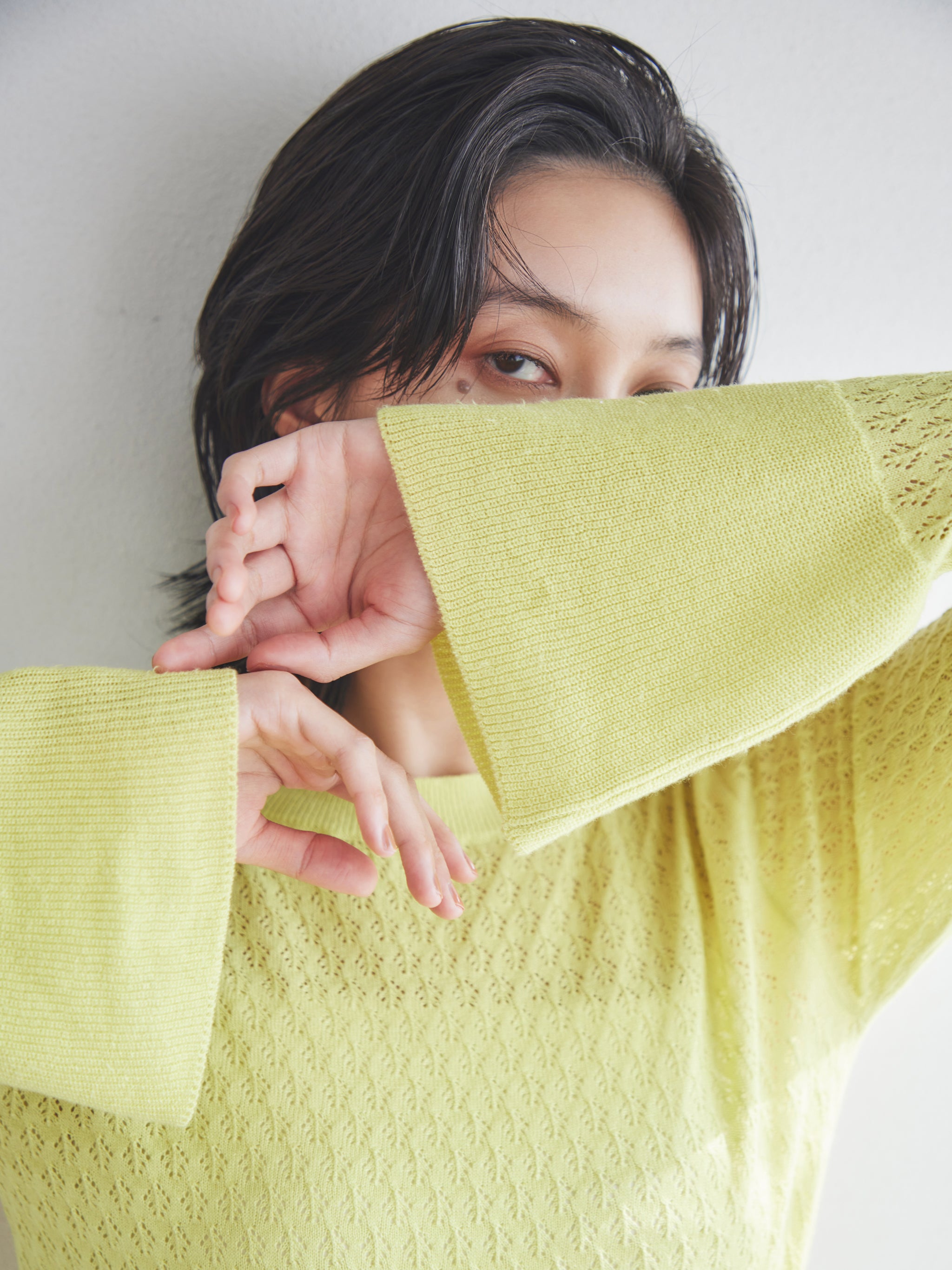 Lacy flare sleeve knit