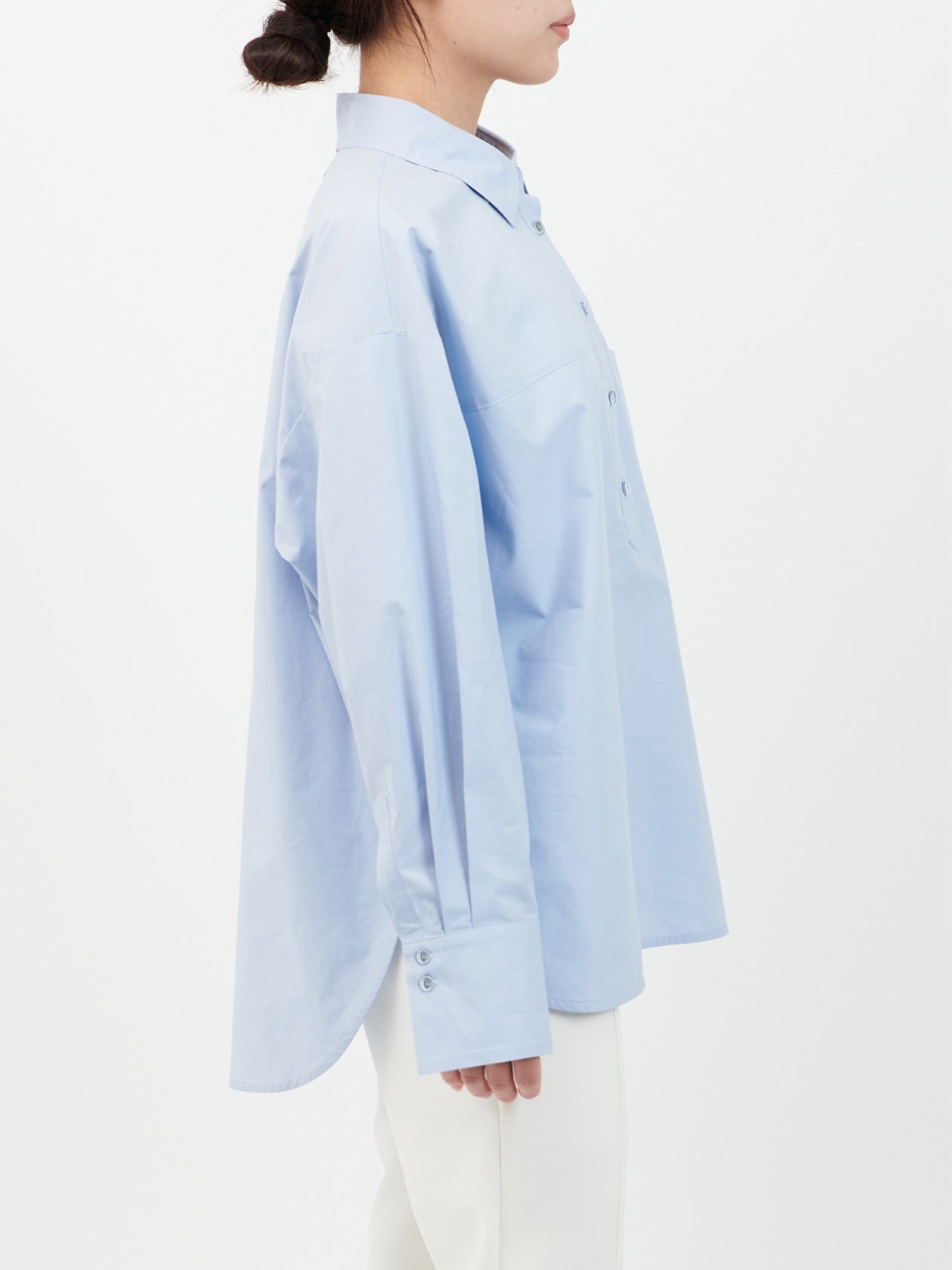 Cotton silk over shirt  / blue