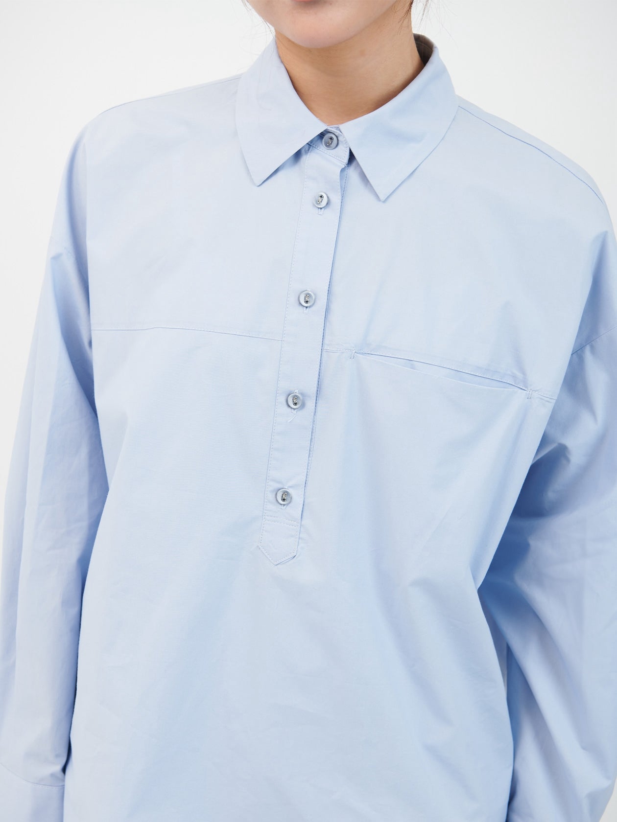 Cotton silk over shirt  / blue