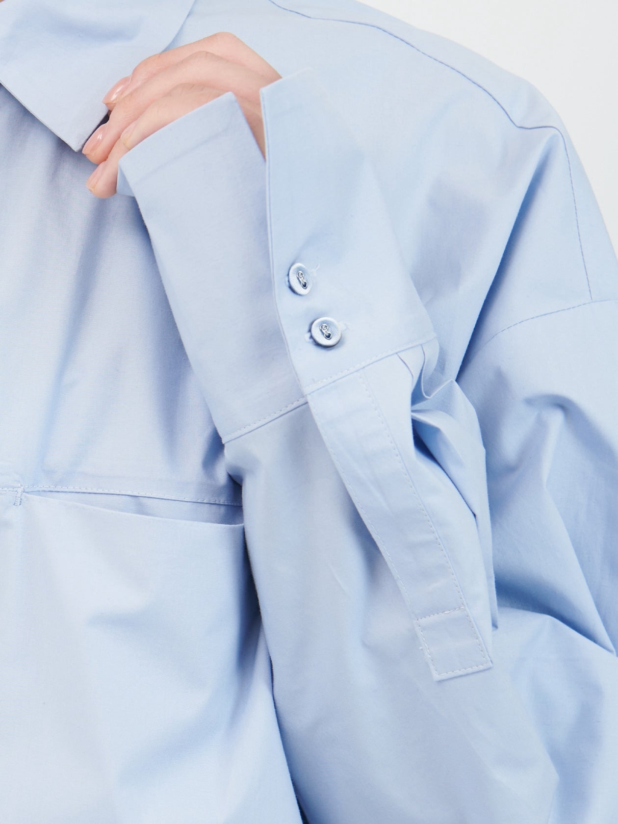 Cotton silk over shirt  / blue