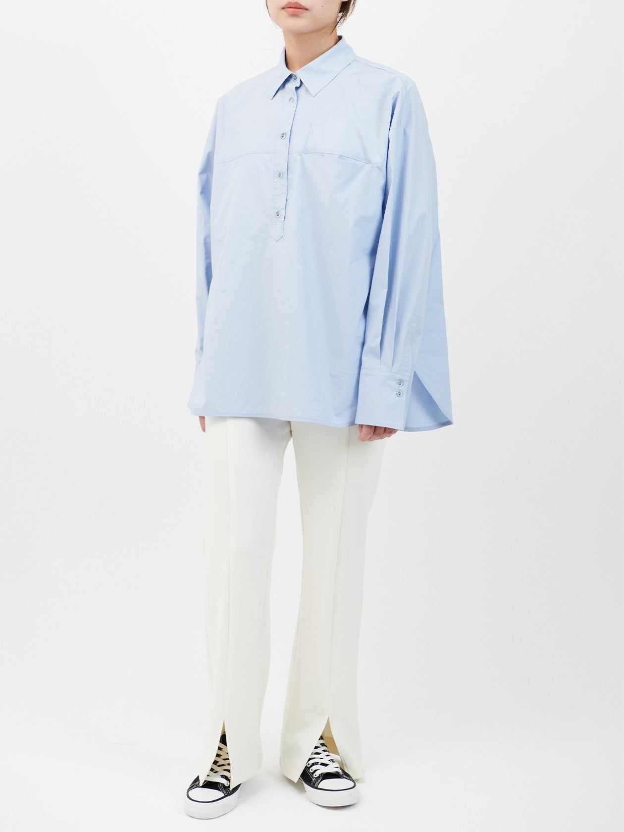 Cotton silk over shirt  / blue