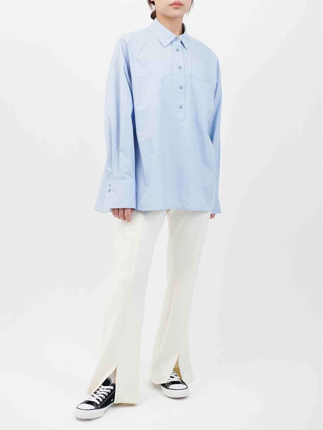 Cotton silk over shirt  / blue