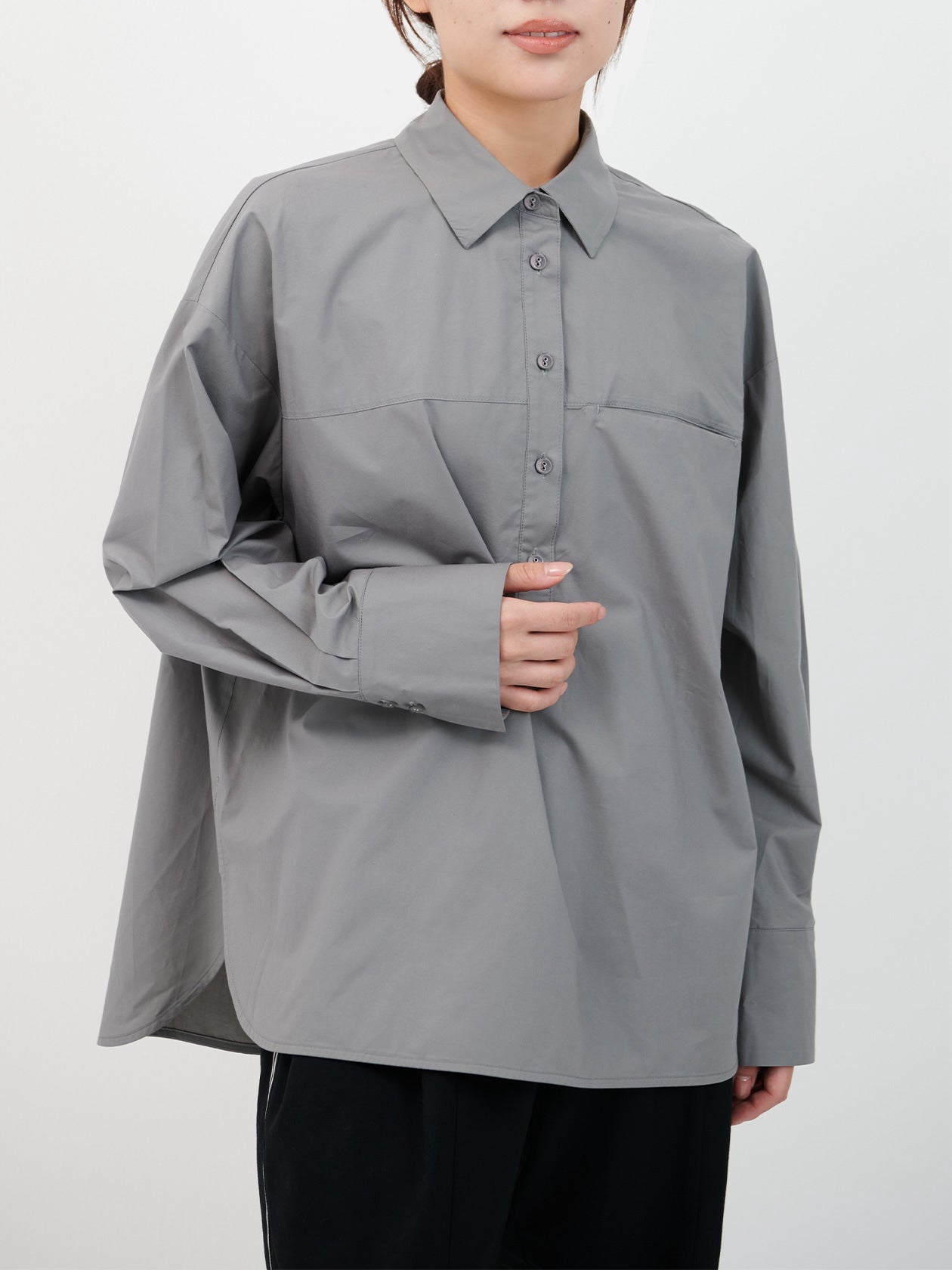 Cotton silk over shirt / gray