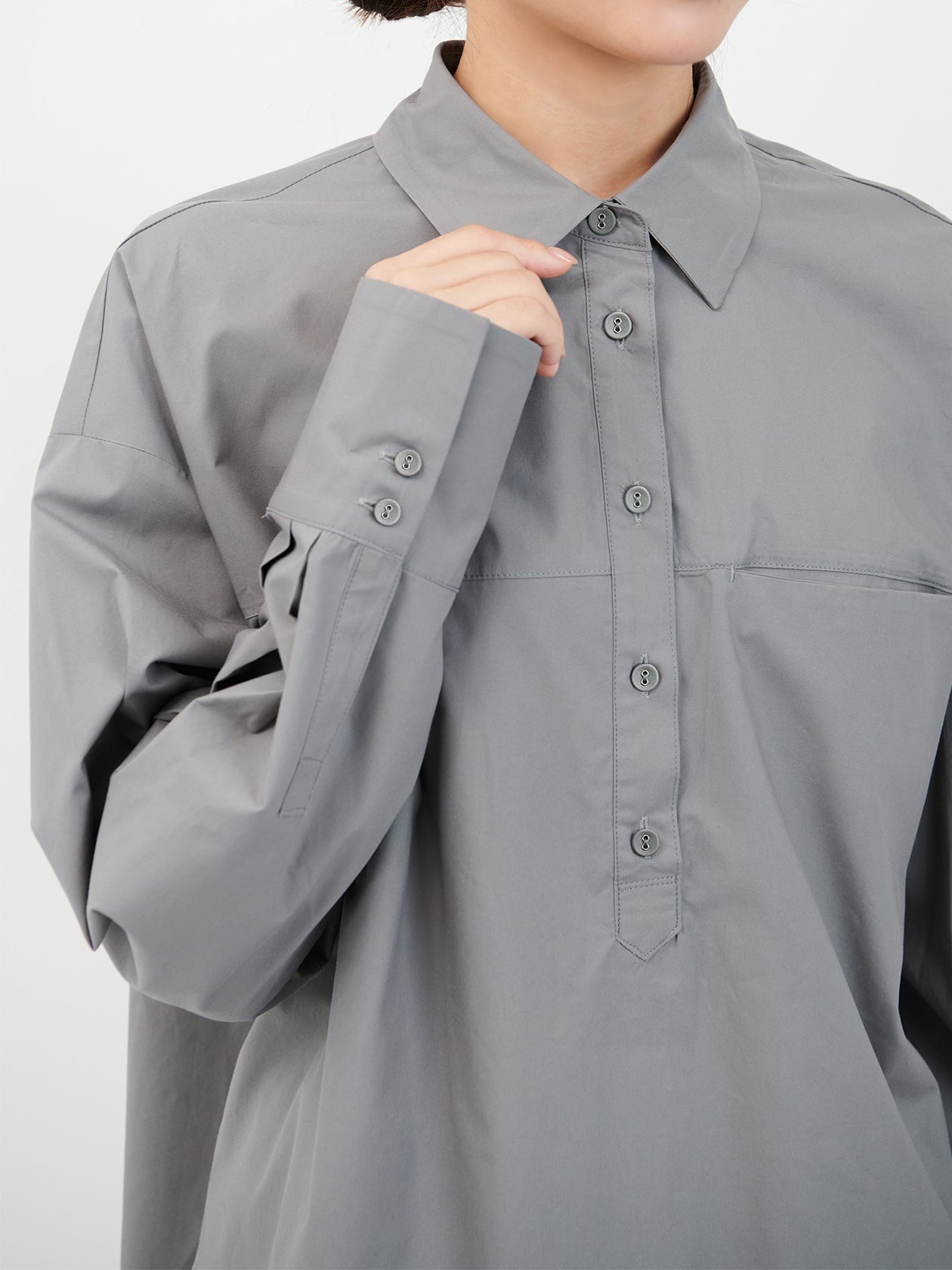 Cotton silk over shirt / gray