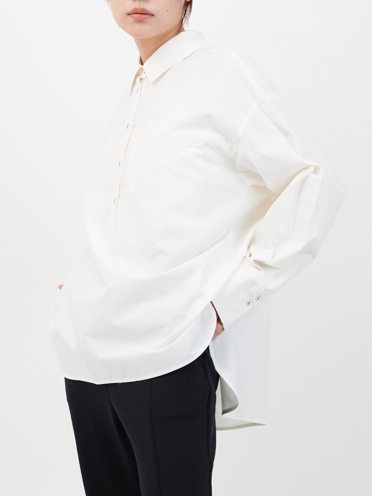 Cotton silk over shirt / white