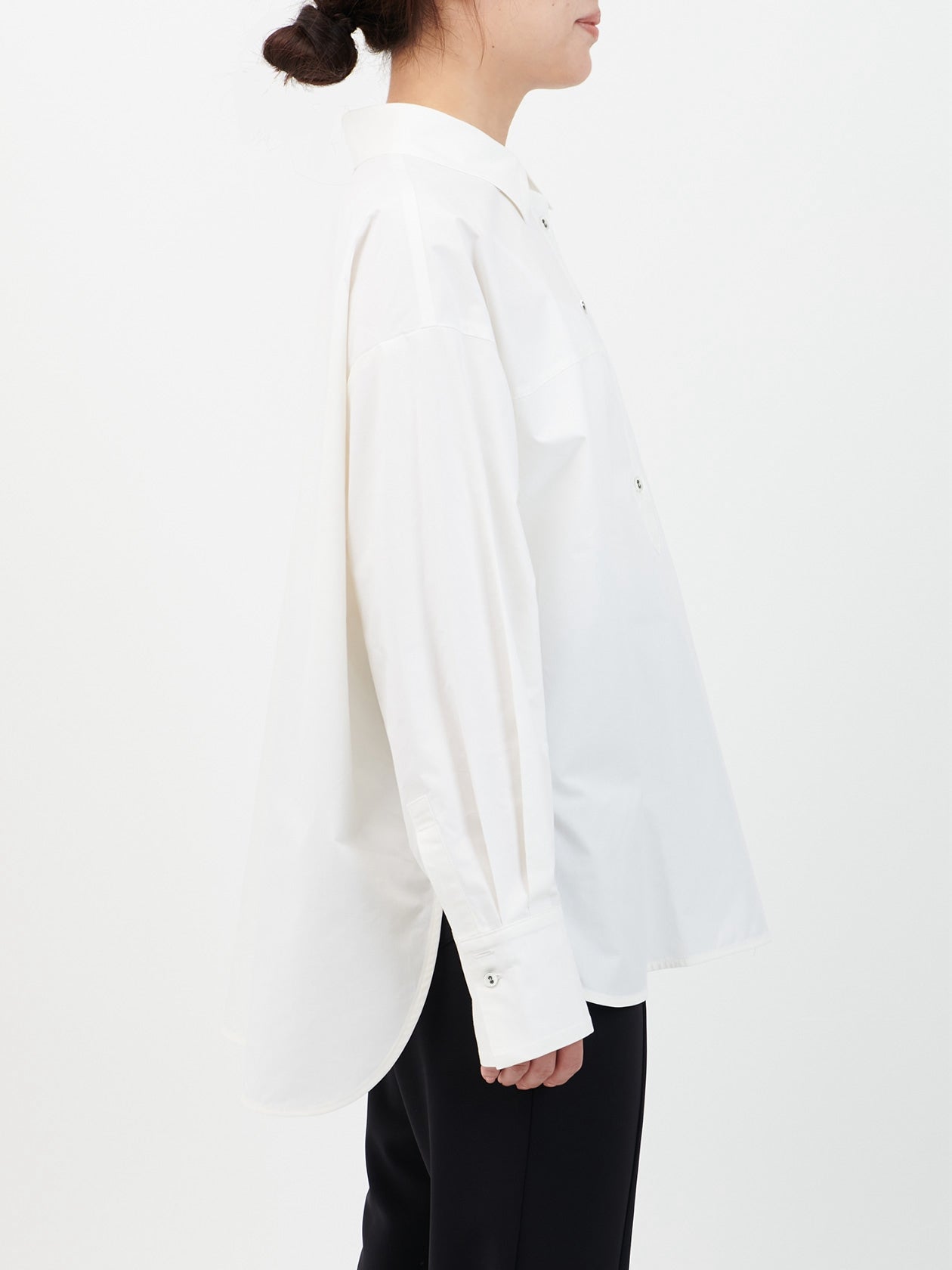 Cotton silk over shirt / white