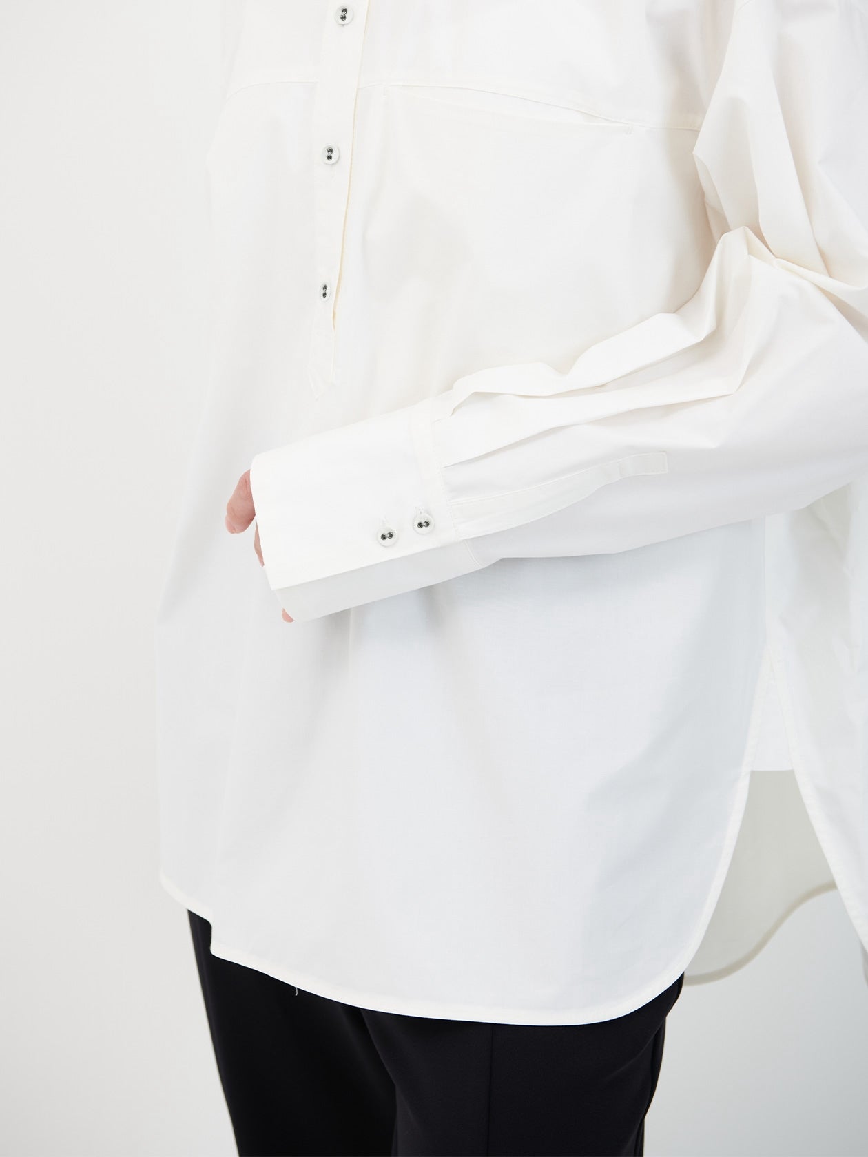 Cotton silk over shirt / white