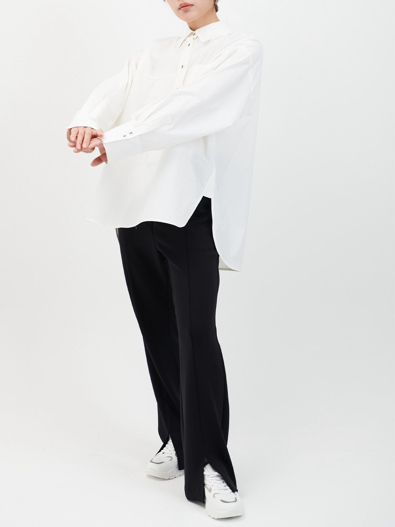 Cotton silk over shirt / white