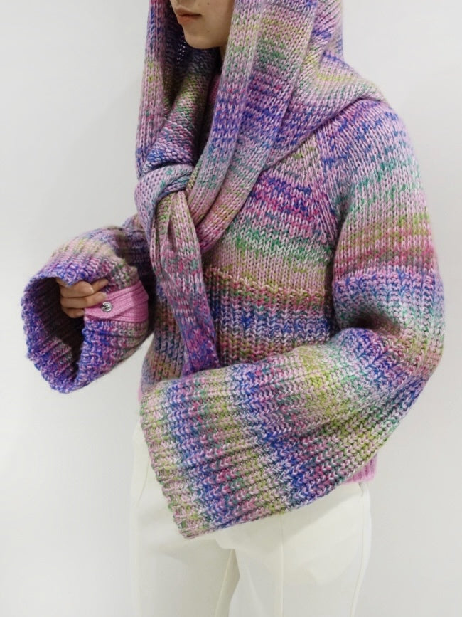 Mix Knit Scarf /  pink