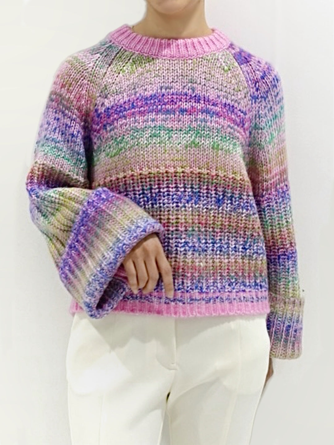 Mix Knit Pullover /  pink