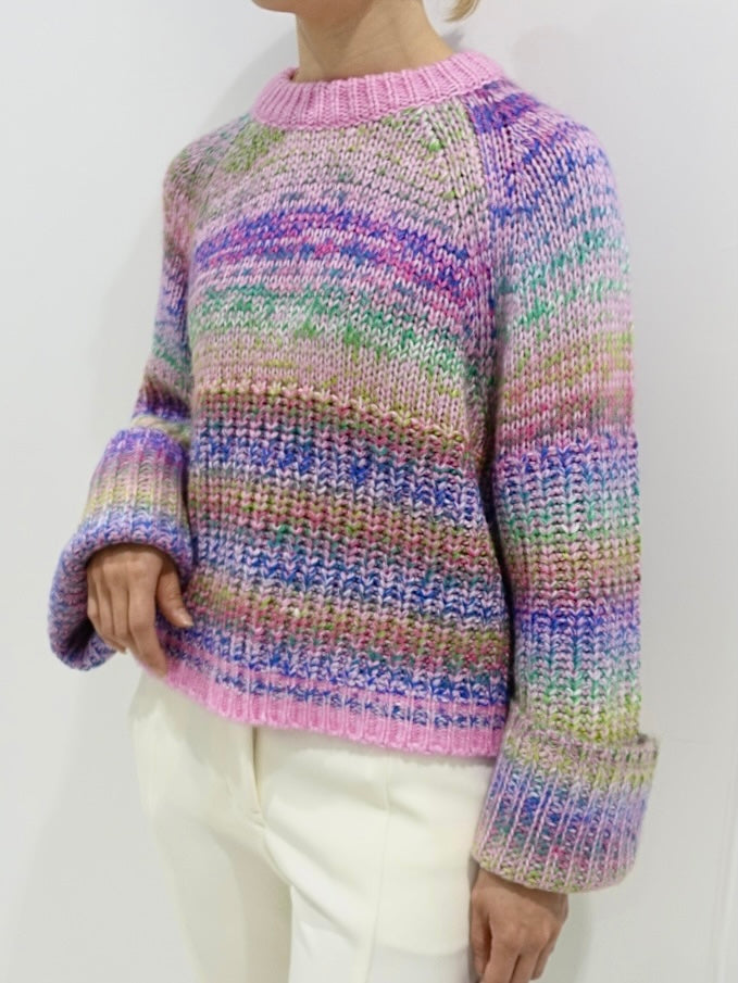 Mix Knit Pullover /  pink