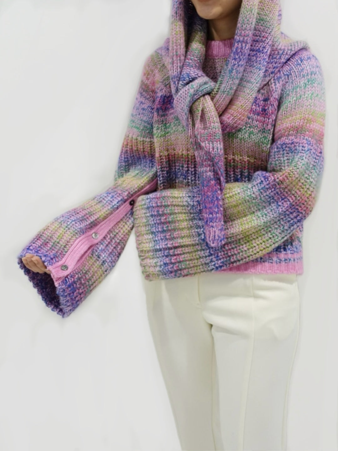 Mix Knit Pullover /  pink